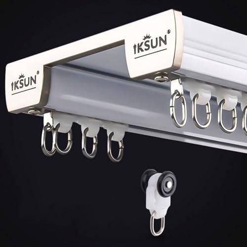 Gardinskena för tak Aluminium gardin sammanfogad dubbel spår gardin dubbla skenor för gardiner, draperier, rumsavdelare Takmonterade dubbla gardinskenor System-Glidande gardinskena(4.30m/14ft)
