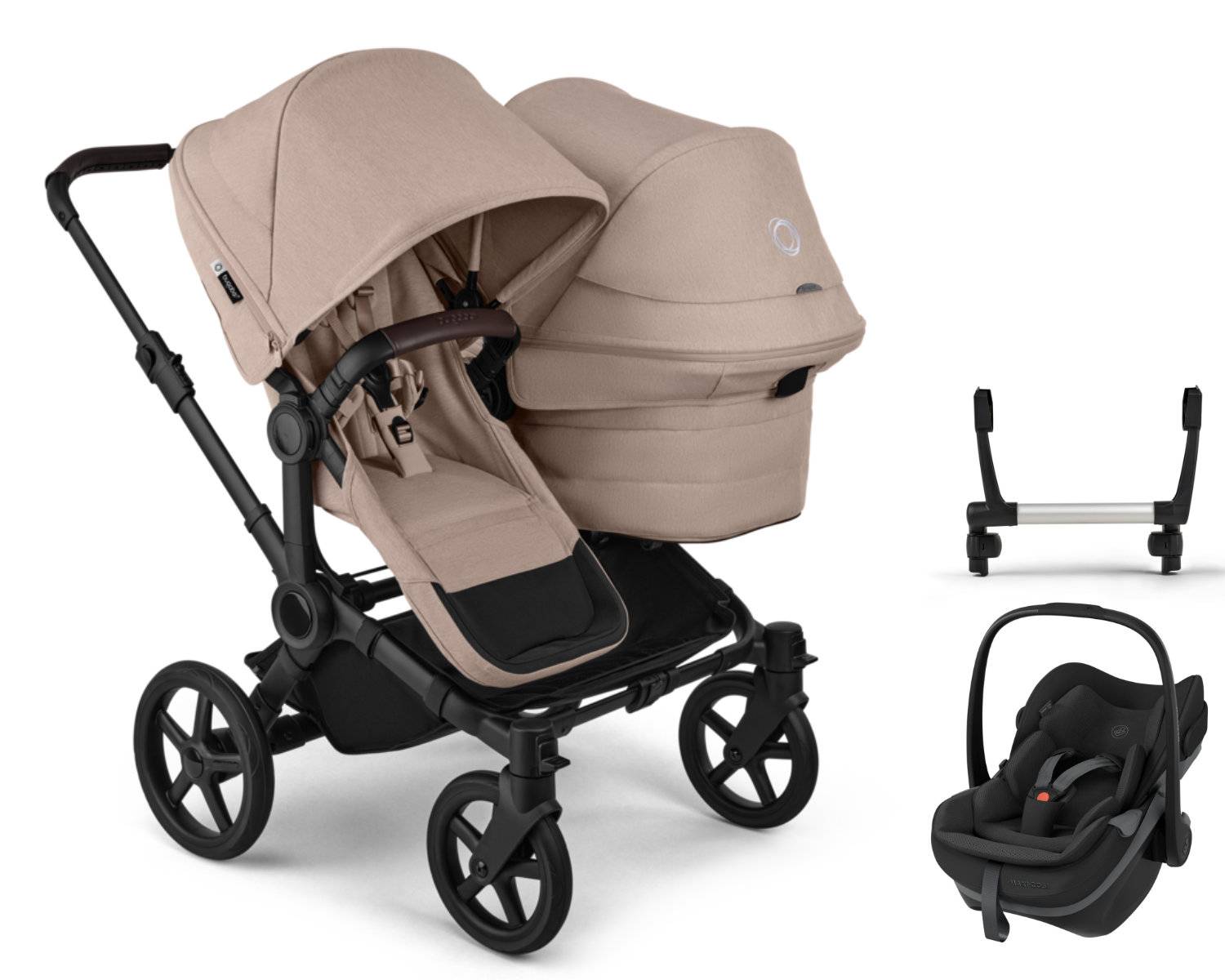 Bugaboo Donkey 6 Duo 3-in-1 incl. Maxi Cosi Pebble Pebble Slide Pro - Black / Desert Taupe Melange