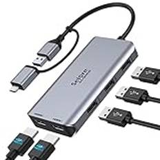 USB 3.0 dockningsstation, dubbel HDMI USB C-hub dubbel skärm, dockningsstation med HDMI 4K 60Hz för Windows & macOS USB 3.0 till dubbel HDMI-adapter för M1/M2 MacBook Pro/Air, Dell/HP/Surface Pro