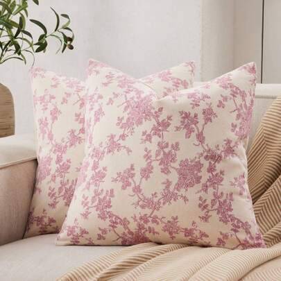 1 st kuddfodral i fransk lantstil, rosa dekorativt kuddfodral i farmhouse-stil för höst, vinter och sommar, passar för soffa, säng, vardagsrum, heminr (40*40,45*45,30*50,50*50)