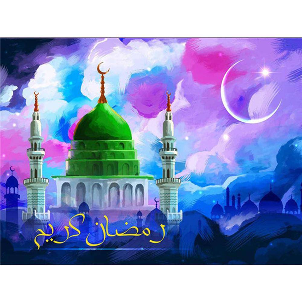 3D DIY Full Drill Diamantmålning Muslimsk måneikon Korsstygn Diamantbroderi Religion Handarbete Dekor för hemmet Full Square 20X30CM