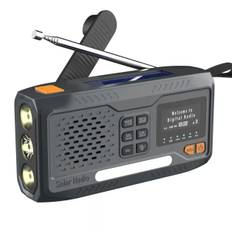 NOAA/DAB/FM Radio Nødradio Bærbar Solradio Modtager Håndsving Dynamo Udendørs Bluetooth Højttaler med LED Lommelygte Black