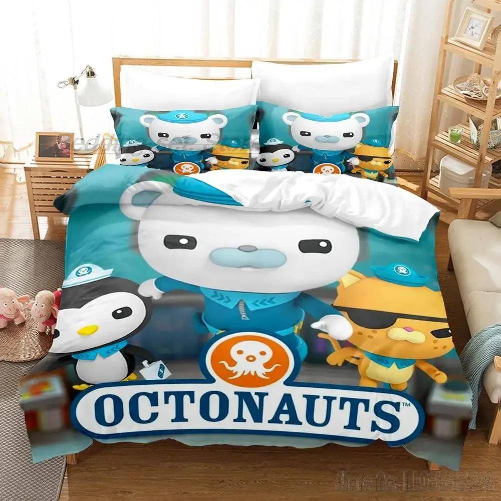 3D-tryck Anime Octonauts Kawaii Påslakanset HD Täckeöverdrag för Barn Sängkläder Sängkläder Sovrumsinredning Baby 120x150cm
