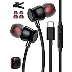 USB C hörlurar för Phone 15 Pro Samsung Galaxy Z Flip6 S23 FE A55 A35 A54, USB C hörlurar med mikrofon in-ear hörlurar med kabel hörlurar USB typ C hörlurar för Mi 14 Pixel 9 Pro XL 8a POCO X6 Pro