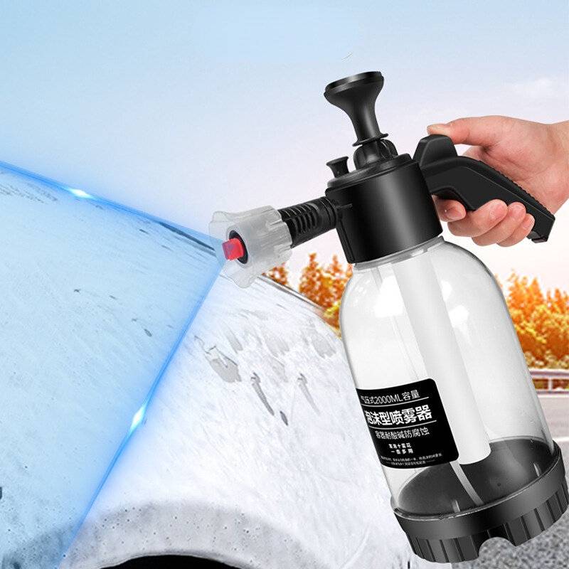 2L Hand Pump Skumspruta Snöskumspistol Skummunstycke Biltvätt Sprayflaska Bilfönsterrengöring för Biltvätt Hemstädning