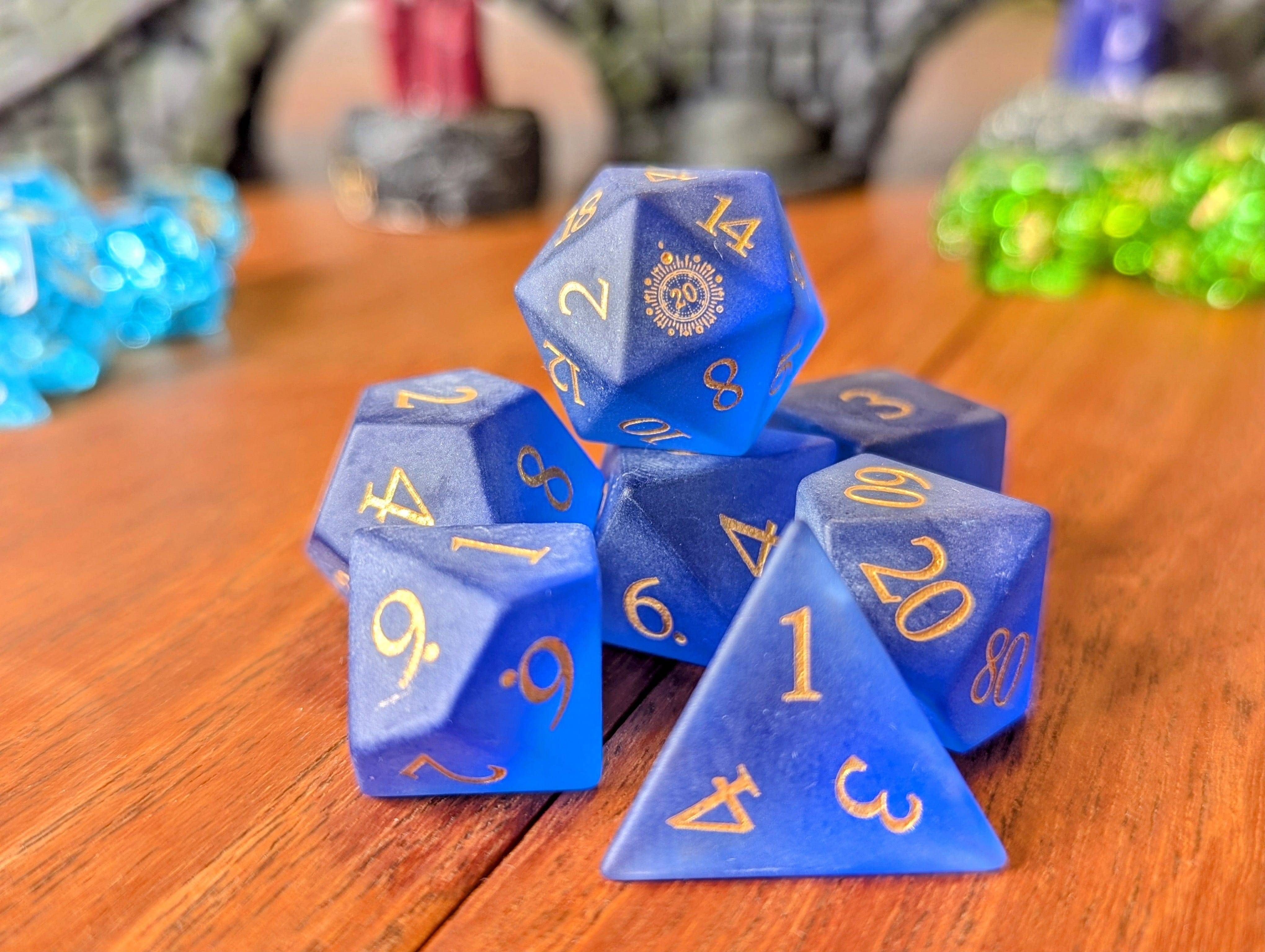 Frosted dark Ocean - roleplaying dice Exclusive - Full set