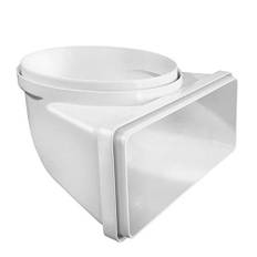 La Ventilation CGV229B Vertikal rund rörböj ø 150 mm till rektangulär 220x90 mm i ABS. Vit