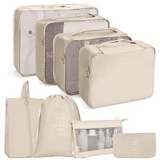 Koffer Organizer Set 8-teilig, Kofferorganizer Packing Cubes Set für Reise, Packwürfel für Rucksack, Packtaschen Set mit Kosmetiktasche, Kleidertaschen, wasserdichte Schuhe Beutel, Travel Essential