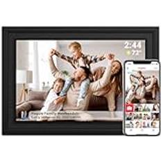 Frameo 10,1 tum smart WiFi digital fotoram, 32 GB minne, automatisk roterande, 1280 x 800 HD IPS pekskärm digital bildram, väggmonterbar, dela direkt bilder videor, för familj, vänner – svart