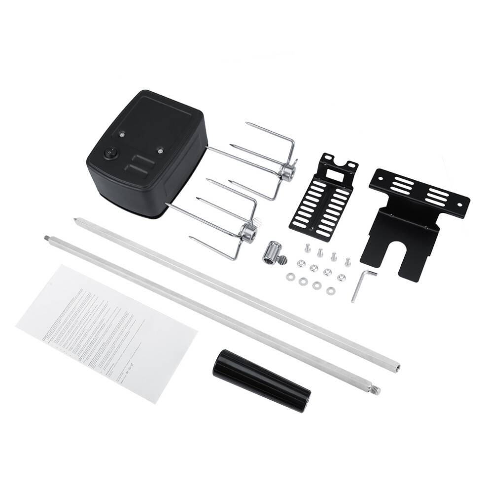 Rotisserie Grill Kit, Robuste Gafler i Rustfrit Stål og Justerbar Spydstang, Perfekt til Udendørs Grill og Campingoplevelser