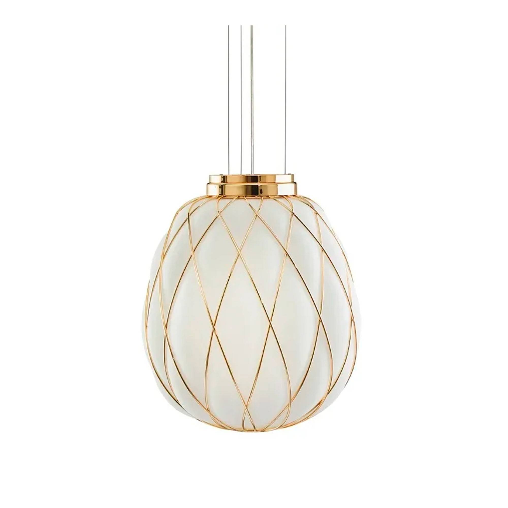 FontanaArte - Pinecone 4363 Suspension, Gold cage/White glass - Pendellamper - Paola Navone - Gennemsigtig