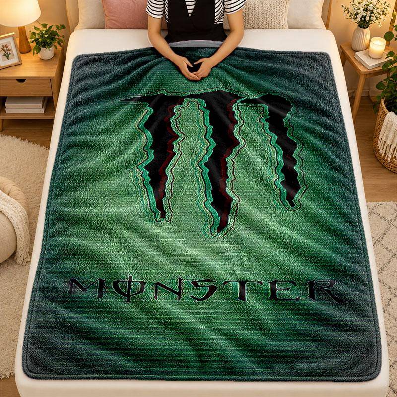 Flannel BlanketMonster Energy Warm Soft Throw Blanket for Indoor Sofa Bed Living Room Use