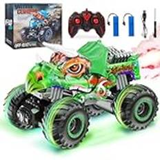 MOJINO Radiostyrd bil, monster RC bil lastbil för barn pojkar ålder 6 7 8 9 10 år, dinosaurieleksak, gåva för pojkar flickor 1:16 All Terrain RC Drift bil, grön