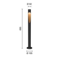 Louis Poulsen väglampa Flindt, 940 svart 70 cm bas 24 V