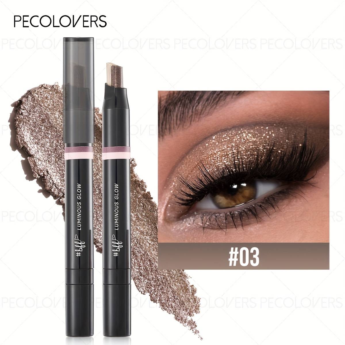 TEMU 1pc Shadow Stick, Two-color Eye Shadow Stick, Of Shape, Waterproof, Shiny Eyes, Eye Cosmetics