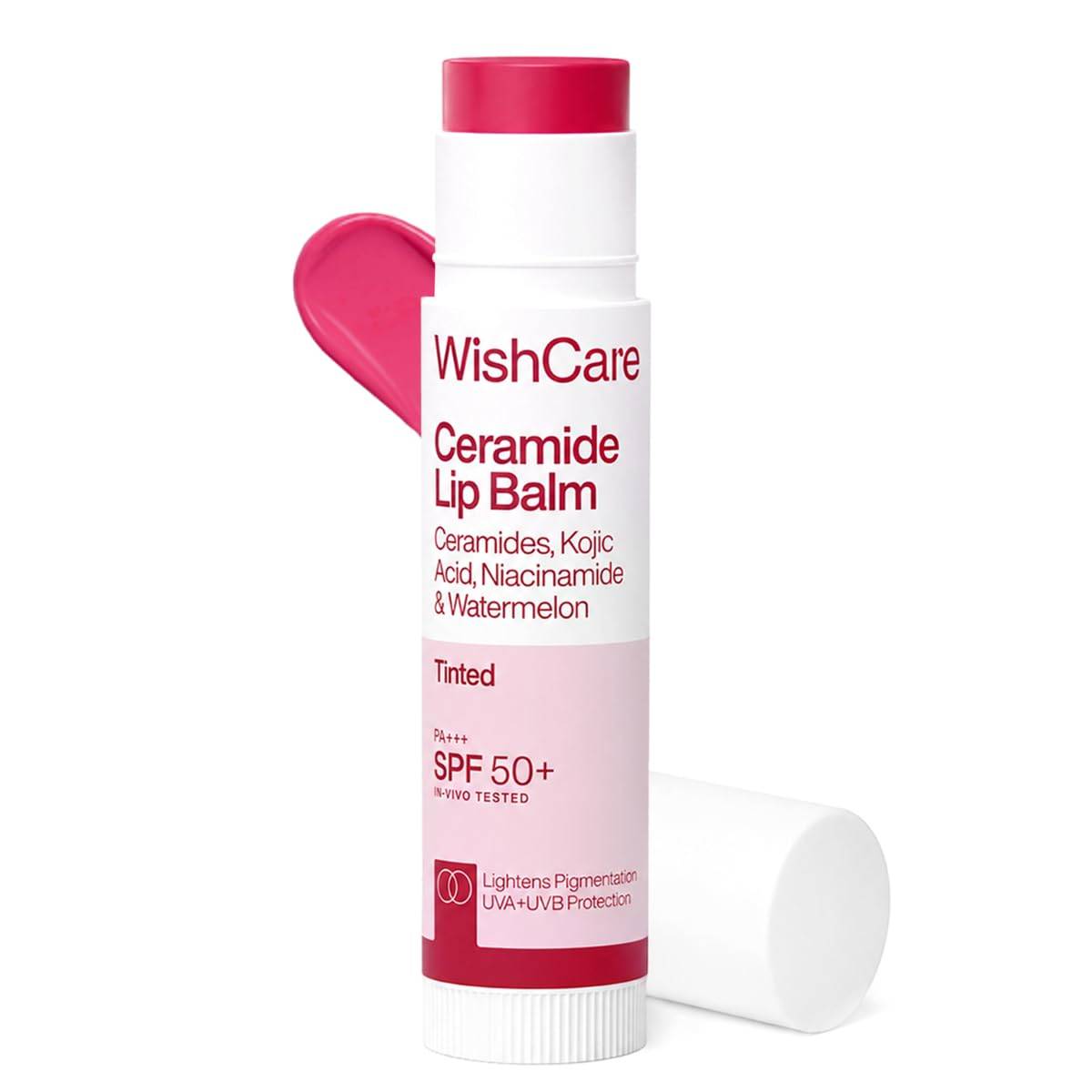 WishCare Tonad Läppbalsam SPF 50 PA++++ | Uppljusande Läppbalsam för Mörka Läppar | In-Vivo Testat | Kojicsyra & Niacinamid | För Kvinnor | 5g white