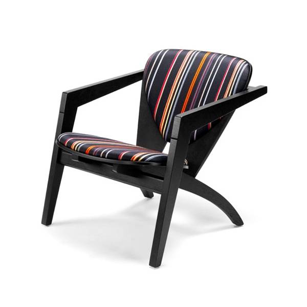 Wegner Butterfly GE460 stol - Sortbejdset eg -  Paul Smith Stripes.