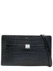 Toteme Embossed Leather Shoulder Bag — Black