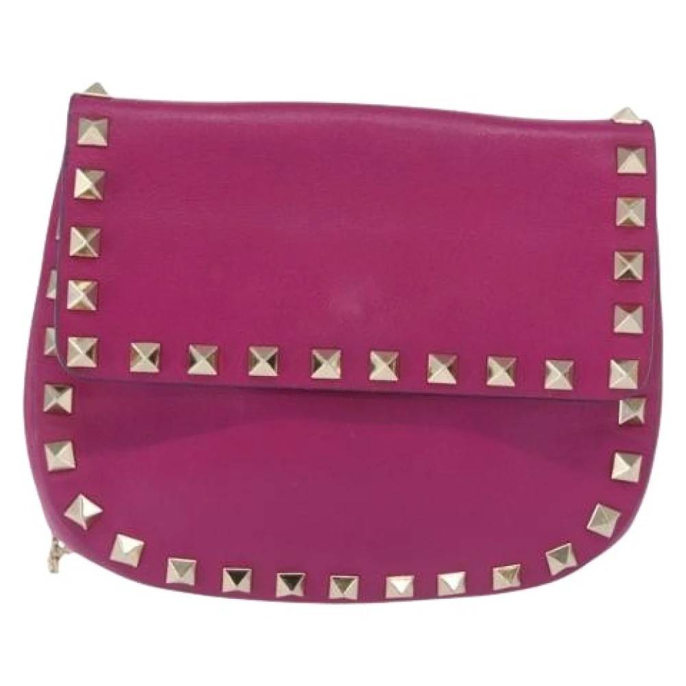 Valentino Vintage Pre-owned Rockstud Saddle Crossbody Taske - Vintage - Dame - Lyserød - ONE SIZE - Uld