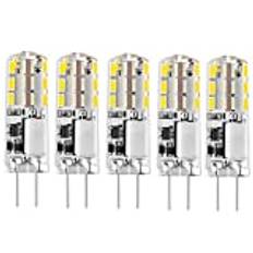 12 V G4 LED-lampa dagsljus vit 6 000 K 1,5 W AC/DC 12 V ersättning 20 W halogen G4 kapsel glödlampor tvåpolig bas JC-typ energisparande ej dimbar G4 LED glödlampor (förpackning med 5)