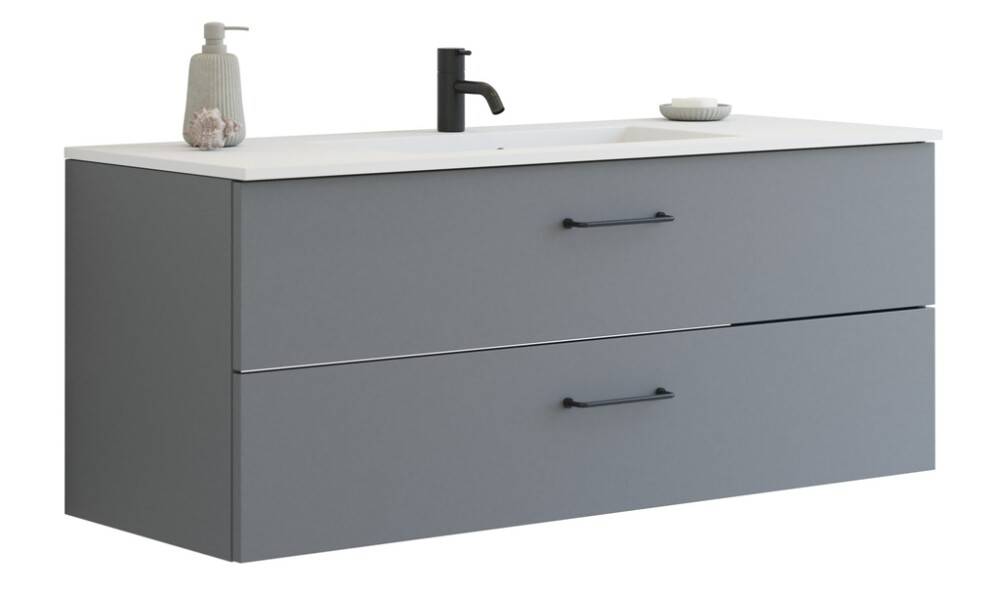 Scanbad underskab med vask Delta/Micca mat grå m/greb 120x45,5 cm