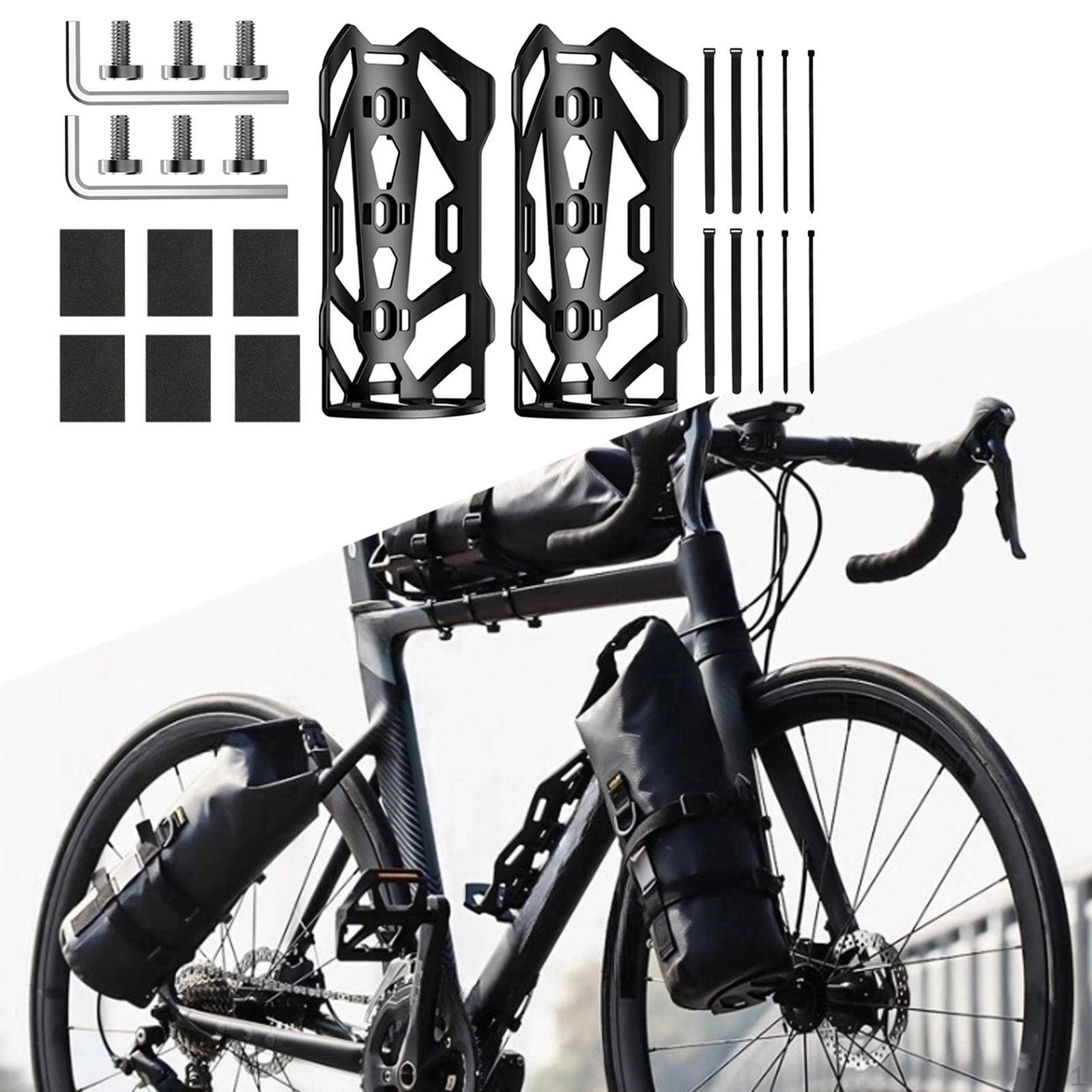 Bicycle Bag Rack, Easy to Install Bike Holder, Front Fork Water Bottle Holder Bracket, black
