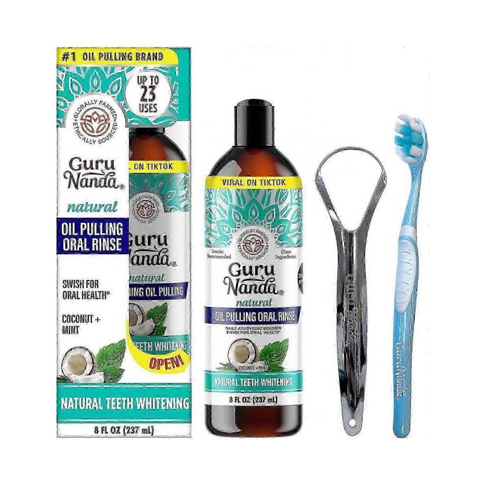 Coconut Oil Pulling, Fresh Breath & Whitening Mouthwash, 7 Essential Oils &
