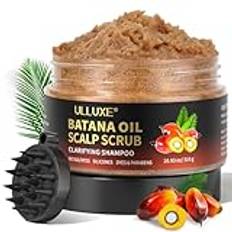 Batana Oil Scalp Scrub med Scalp Massager hårbottenskrubb, Exfolierande schampo med rosmarin som bekämpar mjäll, lugnar torr och kliande hårbotten, ger näring, rengör och främjar hårväxt, 310g