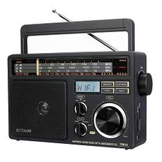 Retekess TR618 Bärbar FM AM SW-radio för Äldre, Analog Kortvågsradio, Stöder USB-skiva, TF-kort, SD-kort, med Hörlursuttag, AC Eller Batteridriven (mörkgrå)