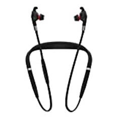 Jabra Evolve 75e UC trådlösa earbuds – Unified Communication optimerade hörlurar med lång batteritid – Vibrerande nackband och LED-lampa – Svart