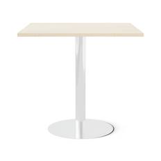 Cafébord Kvadrat - Runt pelarstativ, Storlek 80x80 cm, Bordsskiva Björk, Stativ Polerat stål