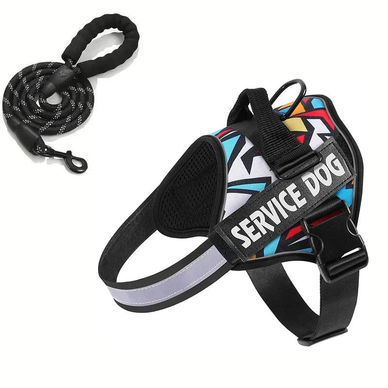 Reflective Adjustable Dog Chest Harness & Walking Lead for Large Dogs - Camouflage / XL (XL)