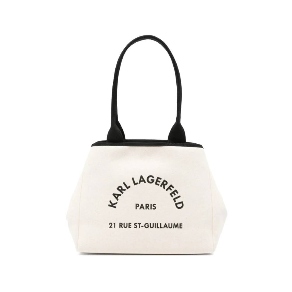 Karl Lagerfeld Convertible Trapeze Tote - Tasker - Dame - Beige - ONE SIZE - Bomuld