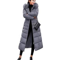 Earnmore damvinterjacka lång dunjacka varm parkas jacka med pälshuva quiltad jacka vinterrock avslappnad dunrock