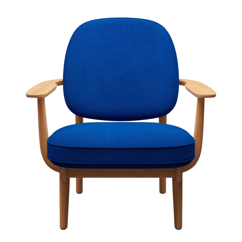 Fred Lænestol, lakeret eg fra Fritz Hansen Hallingdal - 733 Coral Blue - Jacobsen Plus