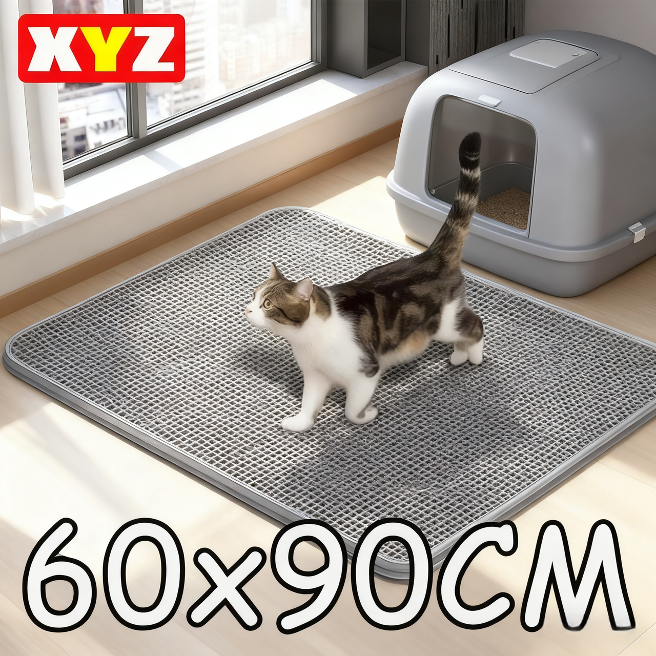 90CMX60CM Cat Litter Mat Waterproof Double Layer Pet Litter Box Mat Pet Toilet Cat Mat Nonslip Sand Cat Washable Mat Pet Clean