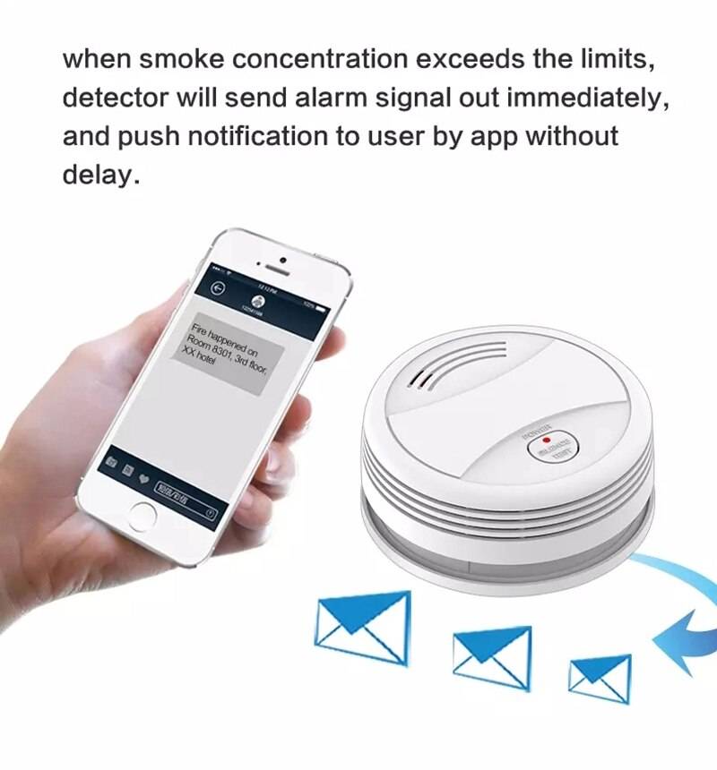 2x wifi tuya smart brandvarnare sensor hemsäkerhet brandlarmsystem app meddelande push 95db larmljud inget behov nav