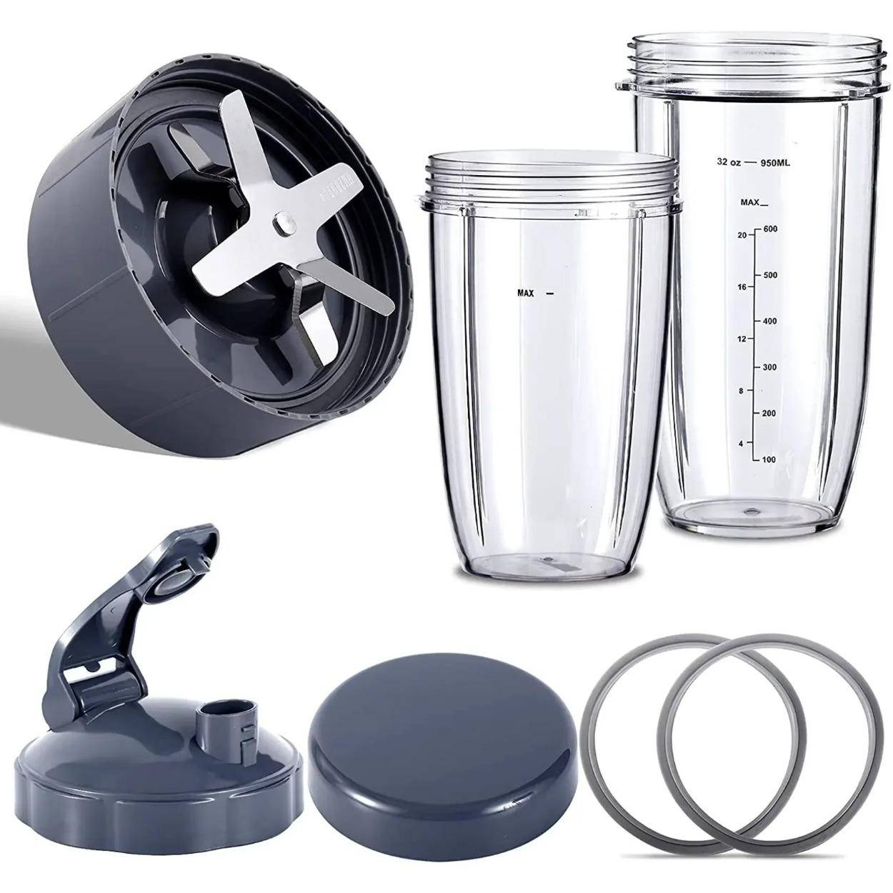 Mixerkanna Set för NutriBullet Blenders 600W/900W PRO Extraktorblad 32oz & 24oz Jättestora Kannor Mixer Reservdelar black