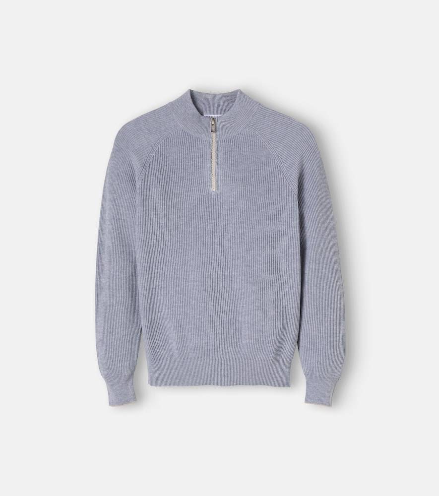 Brunello Cucinelli Kids Ribbed-knit cotton half-zip sweater