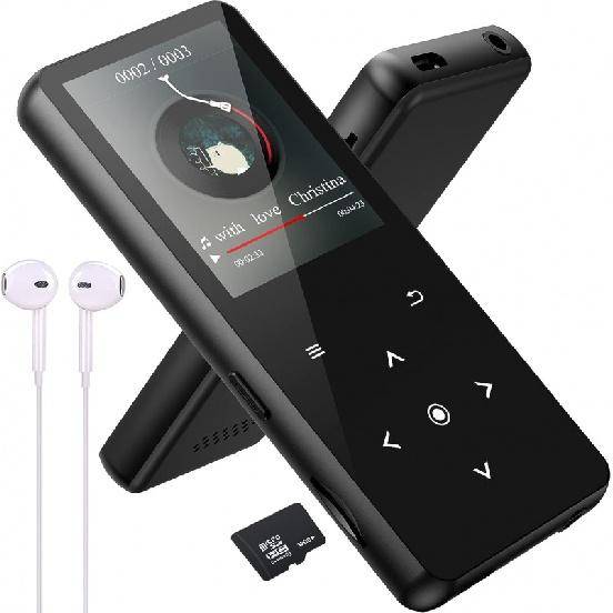 Bluetooth 5.0 Musikspelare 32GB HiFi Lossless Sound Walkman Inbyggd HD-högtalare Video Röstinspelning FM-radio E-boksläsare Stöder upp till 128GB