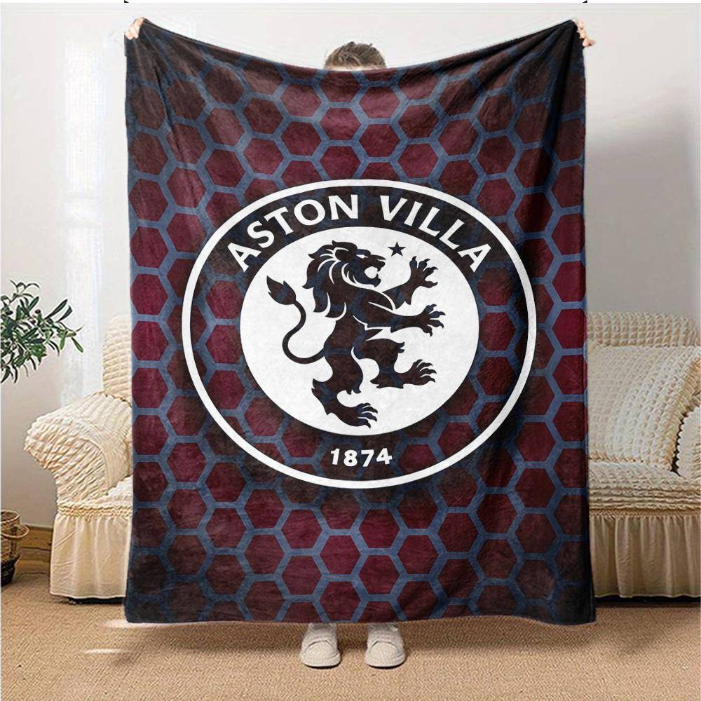 1 st Aston Villa Filt, Gåva, för Män och Kvinnor, Mjuk Filt, Bra för Bäddsoffa Soffa Resor, Lätt Flanellfilt
