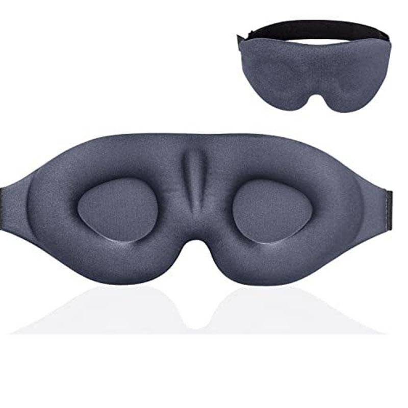 Eye Mask for Sleeping 3D Contoured Cup Blindfold Concave Molded Night Sleep Mask Block Out Light with Women Men Cute Sleep Mask grå