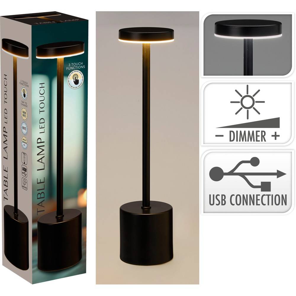 LED Touch Bordlampe Sort