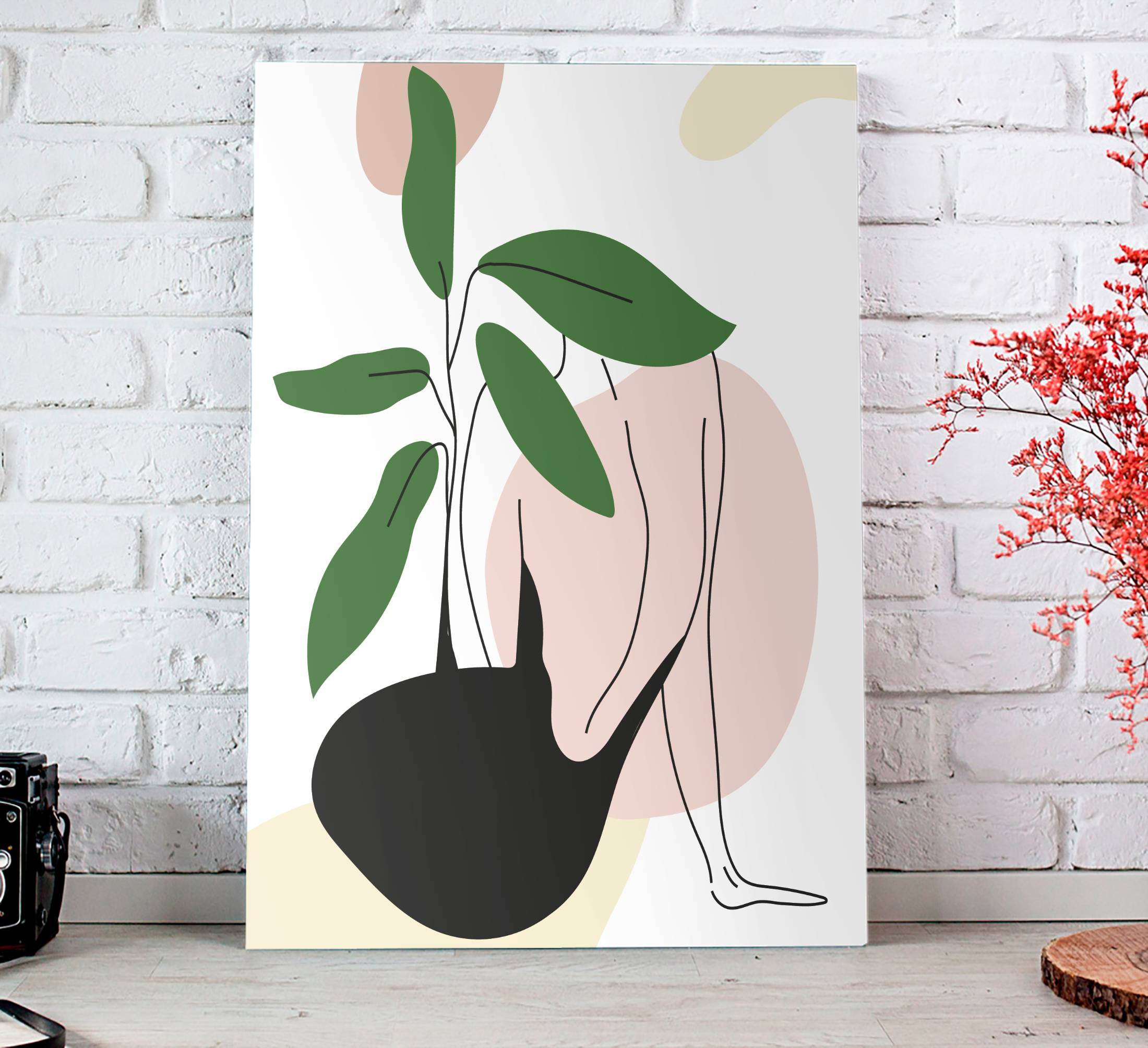 Kvinna elegant linje konst stil sovrumcanvas tavla konst