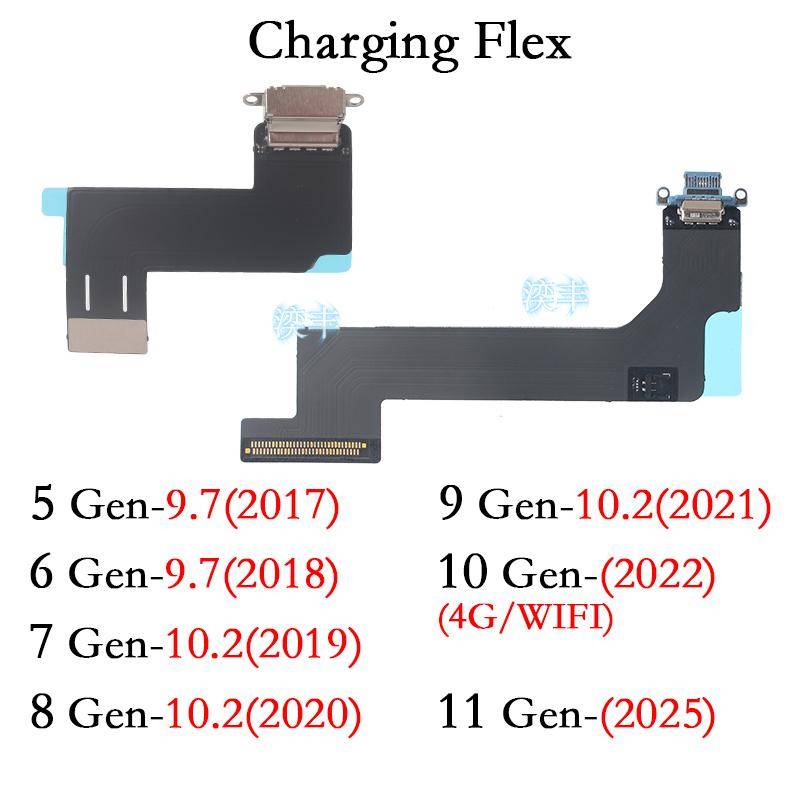 USB-portar Laddare Dockningskontakt för Ipad 9.7 10.2 5 6 7 8 9 10 11 2017 2018 2019 2020 2021 2022 2025 Generation Laddningsflex