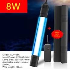 Akvarium uv desinfektionslampa akvariesterilisator bakteriedödande belysning med tidstät vattentät ljus akvariesterilisatorlampa - Auv -08a 8w