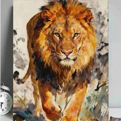 Digital oljemålning för vuxna, DIY-akrylmålarsätt med lejonmönster, canvasmaterial inklusive ritverktyg, digitalt oljemålningsset för vuxna, heminredn (20x30 cm utan ram,40x50 cm ramlös,20x30 cm inramad,20x30+40x50 Ramlös)
