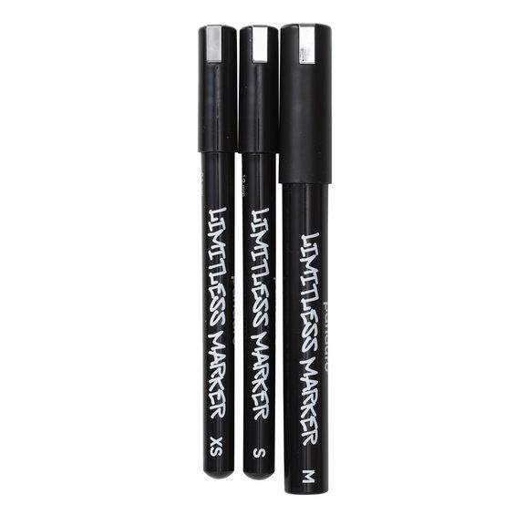 Limitless Marker Chrome Set – 3 kromfärgade pennor med Ø0,4 / 1 / 2,5 mm spets