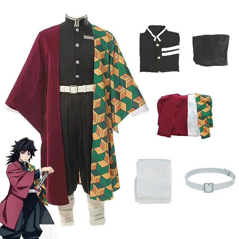 Ny Anime Demon Slayer Kimetsu No Yaiba Tomioka Giyuu Cosplay Kostym Kvinnor och Män Kimono Uniform Halloween Julfest Kläder cm röd