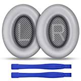 Ainiv Utbytesöronkuddar, 1 par, ersättning för over-ear hörlurarna Bose QuietComfort 35 (QC35) och Quiet komfort 35 II (QC35 II), mjuka öronkuddar i läder, grå